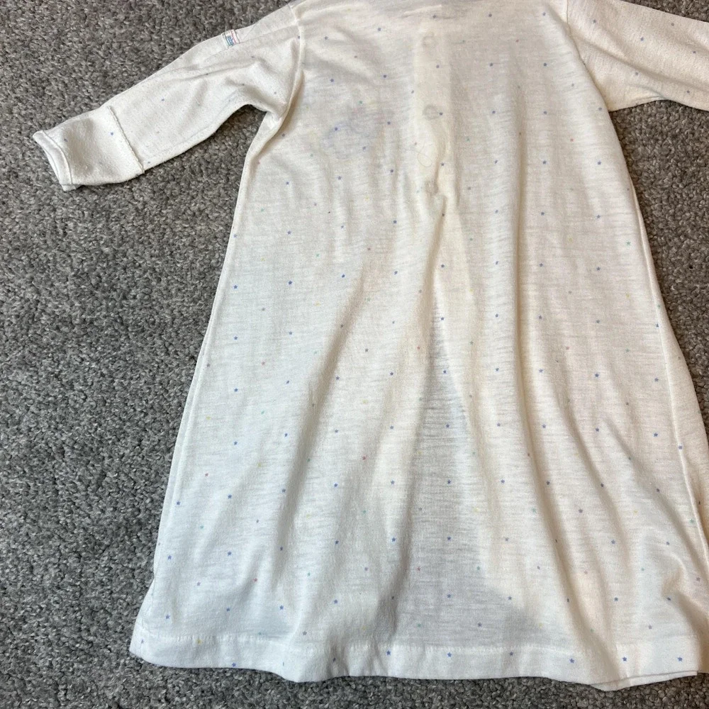 Vintage Absorba Baby Sleep Gown One‎ Size Bunny Moon Stars White Nursery USA